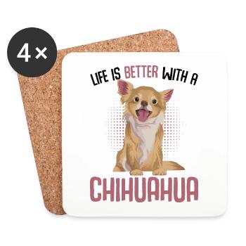 Chihuahua - Dessous de verre (lot de 4) - blanc - Devant