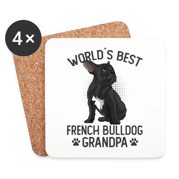 Bulldog français - Dessous de verre (lot de 4) - blanc - Devant