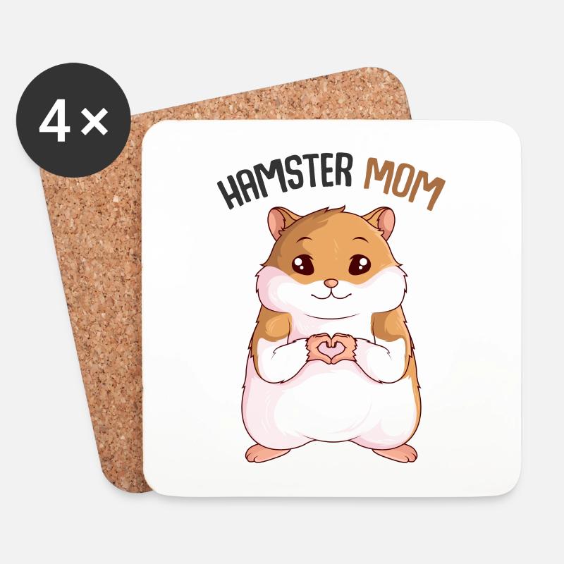 Hamster Mama - Untersetzer (4er-Set) - Weiß