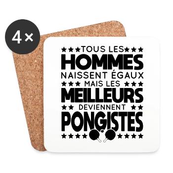 Hommes égaux les meilleurs deviennent pongistes - Dessous de verre (lot de 4) - blanc - Devant