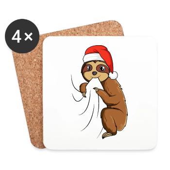 Faultier Weihnachten - Untersetzer (4er-Set) - Weiß - Vorne