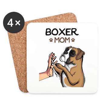 Boxer Hunde Mama Frauchen Damen - Untersetzer (4er-Set) - Weiß - Vorne
