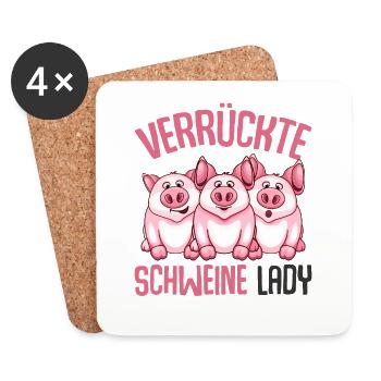 Schwein - Untersetzer (4er-Set) - Weiß - Vorne