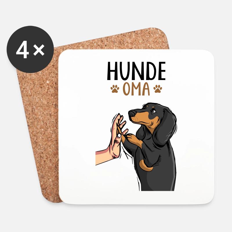 Dackel Oma - Untersetzer (4er-Set) - Weiß
