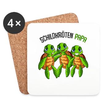 Schildkröte - Untersetzer (4er-Set) - Weiß - Vorne