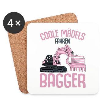 Bagger Mädchen - Untersetzer (4er-Set) - Weiß - Vorne