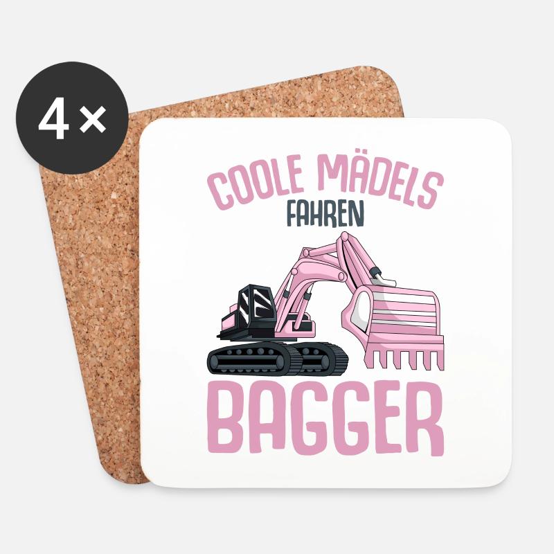 Bagger Mädchen - Untersetzer (4er-Set) - Weiß