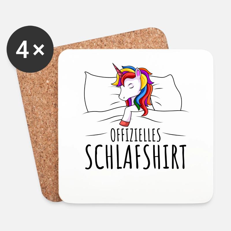 Einhorn Schlafshirt - Untersetzer (4er-Set) - Weiß