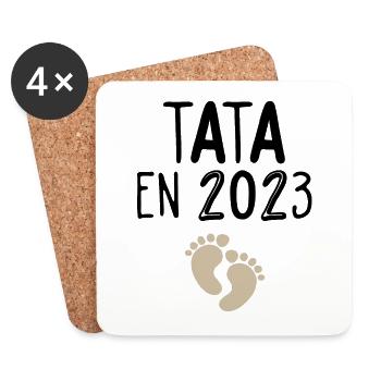 Tata - 2023 - Cadeau - Naissance - Anniversaire - Dessous de verre (lot de 4) - blanc - Devant