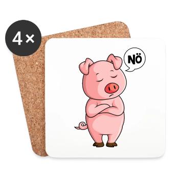 Schweine - Untersetzer (4er-Set) - Weiß - Vorne