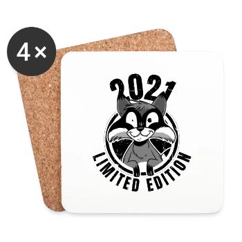 Édition limitée 2021 Crazy Raccoon Raccoon - Dessous de verre (lot de 4) - blanc - Devant
