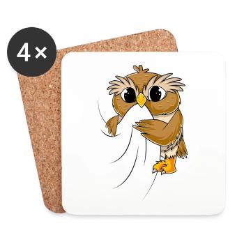 Hibou - Dessous de verre (lot de 4) - blanc - Devant