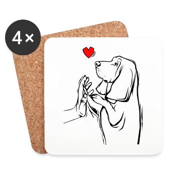 Basset Hound - Untersetzer (4er-Set) - Weiß - Vorne