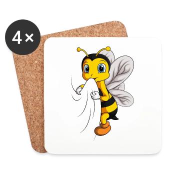 Abeilles Enfants - Dessous de verre (lot de 4) - blanc - Devant