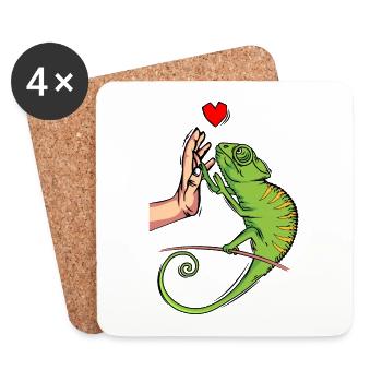 Chameleon Echse Chamäleon Liebe Damen - Untersetzer (4er-Set) - Weiß - Vorne