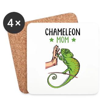 Chameleon Mom Echse Chamäleon Mama Damen - Untersetzer (4er-Set) - Weiß - Vorne