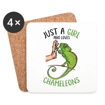 Chameleon Mädchen - Untersetzer (4er-Set) - Weiß - Vorne