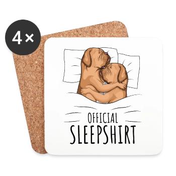 Dogue de Bordeaux Bordeauxdogge Schlafshirt - Untersetzer (4er-Set) - Weiß - Vorne