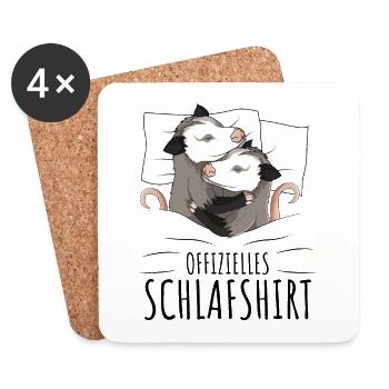 Offizielles Schlafshirt Opossum - Untersetzer (4er-Set) - Weiß - Vorne