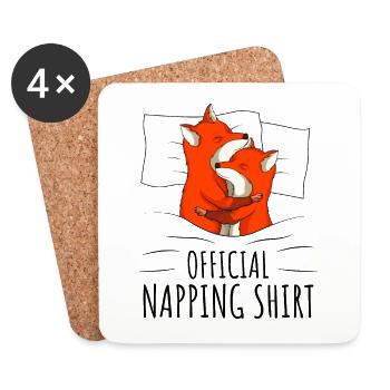 Fox Sleeping Shirt - Coasters (set of 4) - white - Front