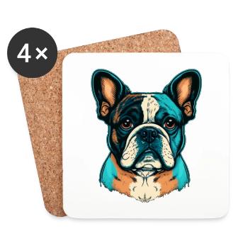 Mignon Français Bulldog dans des couleurs abstraites - Dessous de verre (lot de 4) - blanc - Devant