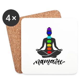 Yoga Méditation Chakra Namaste - Dessous de verre (lot de 4) - blanc - Devant