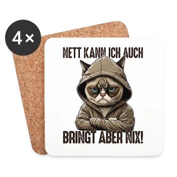 Nett kann ich auch bringt aber nix! Mitarbeiter - Untersetzer (4er-Set) - Weiß - Vorne