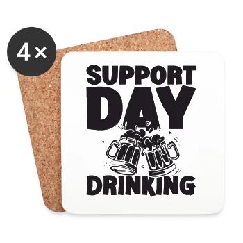 Support Day Drinking Squad Party und Bier trinken - Untersetzer (4er-Set) - Weiß - Vorne