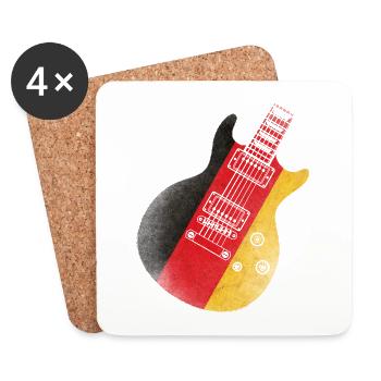 Deutsche Flagge Gitarre - Untersetzer (4er-Set) - Weiß - Vorne