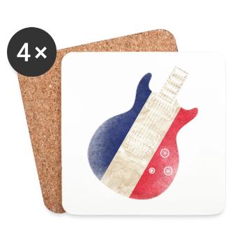France Flag Guitare - Dessous de verre (lot de 4) - blanc - Devant
