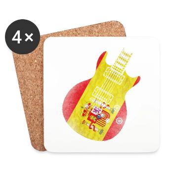 Drapeau de l’Espagne Guitare - Dessous de verre (lot de 4) - blanc - Devant