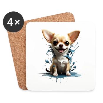 CHIEN CHIHUAHUA - Dessous de verre (lot de 4) - blanc - Devant