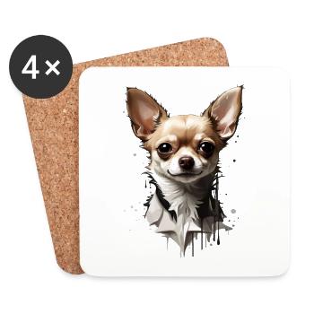 CHIEN CHIHUAHUA MIGNON - Dessous de verre (lot de 4) - blanc - Devant