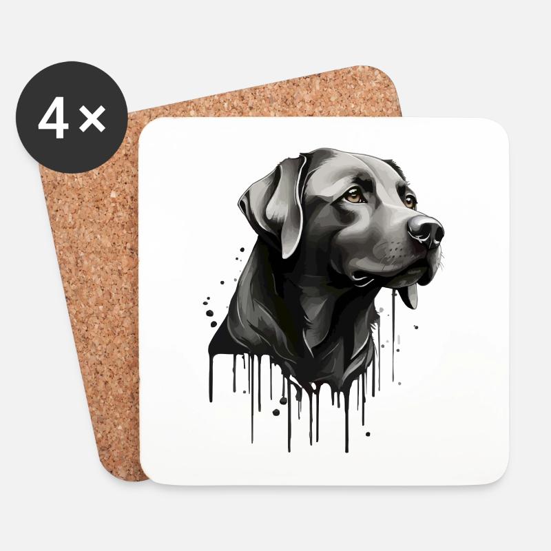 SCHWARZER LABRADOR RETRIEVER HUND SÜßER LABRADOR - Untersetzer (4er-Set) - Weiß