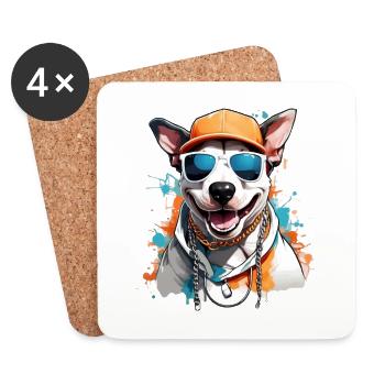 SUMMER COOL BULL TERRIER - Coasters (set of 4) - white - Front