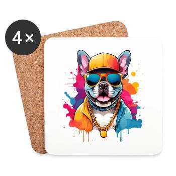 COOL SOMMER FRANZÖSISCHE BULLDOGGE - Untersetzer (4er-Set) - Weiß - Vorne
