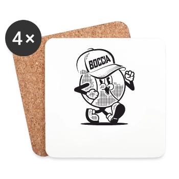 Vêtements de joueur de pétanque avec boules de pétanque - Dessous de verre (lot de 4) - blanc - Devant