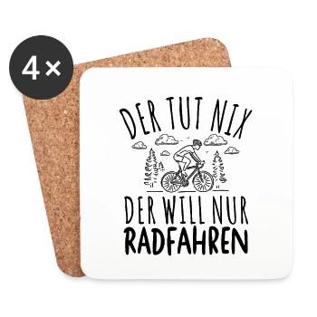 DER TUT NIX DER WILL NUR RADFAHREN SPRUCH HERREN - Untersetzer (4er-Set) - Weiß - Vorne
