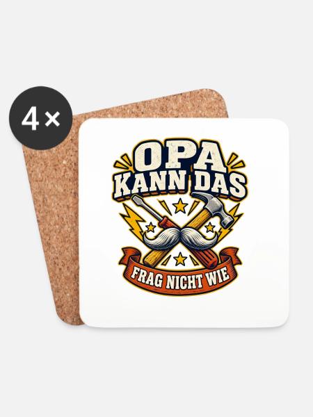 Opa kann das, frag nicht wie - Untersetzer (4er-Set) - Weiß