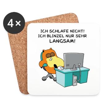 Powernapping - Kaffeetasse - Untersetzer (4er-Set) - Weiß - Vorne