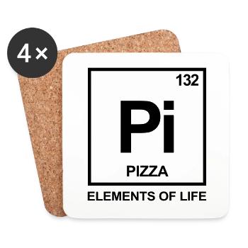 Éléments de la vie: 132 pizza - Dessous de verre (lot de 4) - blanc - Devant