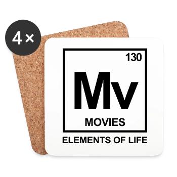 Elements of life: 130 films tableau périodique - Dessous de verre (lot de 4) - blanc - Devant