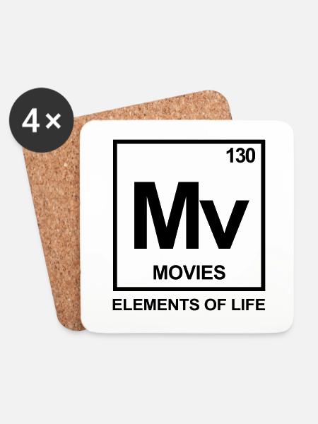 Elements of life: 130 movies Periodensystem - Untersetzer (4er-Set) - Weiß