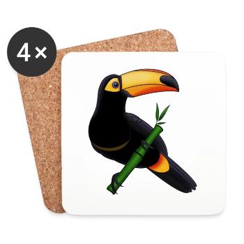 Idée cadeau Toucan tropiques forêt tropicale - Dessous de verre (lot de 4) - blanc - Devant