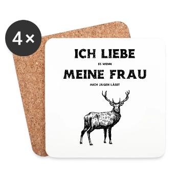 Ich Liebe Es Wenn Meine Frau Mich Jagen Lässt - Untersetzer (4er-Set) - Weiß - Vorne