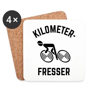 Kilometerfresser Rennradfahrer (Rennrad / L<–R) - Untersetzer (4er-Set) - Weiß - Vorne