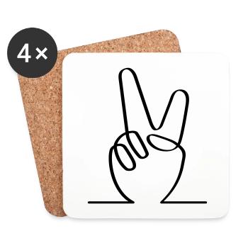 Friedenssymbol. V-Finger für Freiheit. - Untersetzer (4er-Set) - Weiß - Vorne