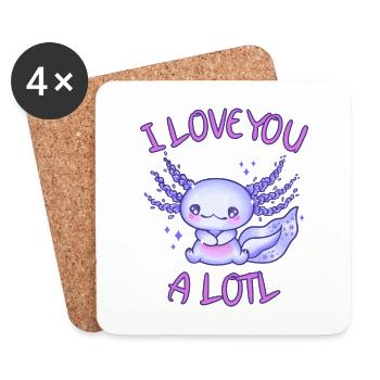 I love you a lotl Axolotl in love - Coasters (set of 4) - white - Front