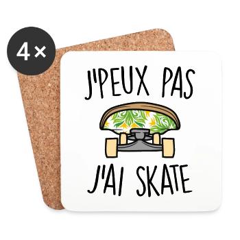 J'peux pas j'suis en skate - Dessous de verre (lot de 4) - blanc - Devant