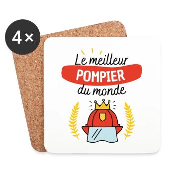 La meilleur pompier du monde - Dessous de verre (lot de 4) - blanc - Devant